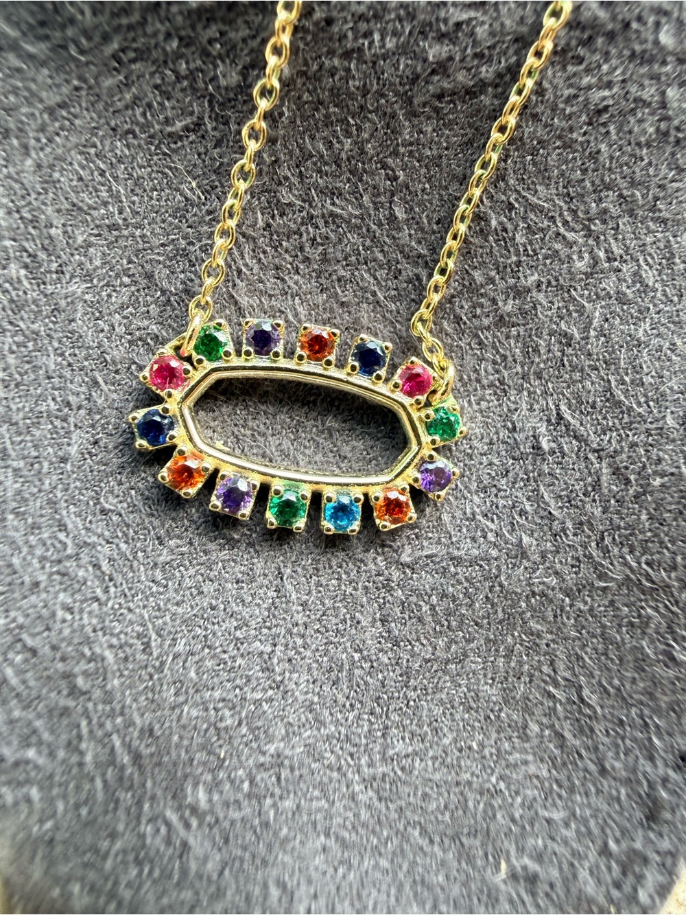 Kendra Scott Gold Multicolor Oval Pendant Necklace